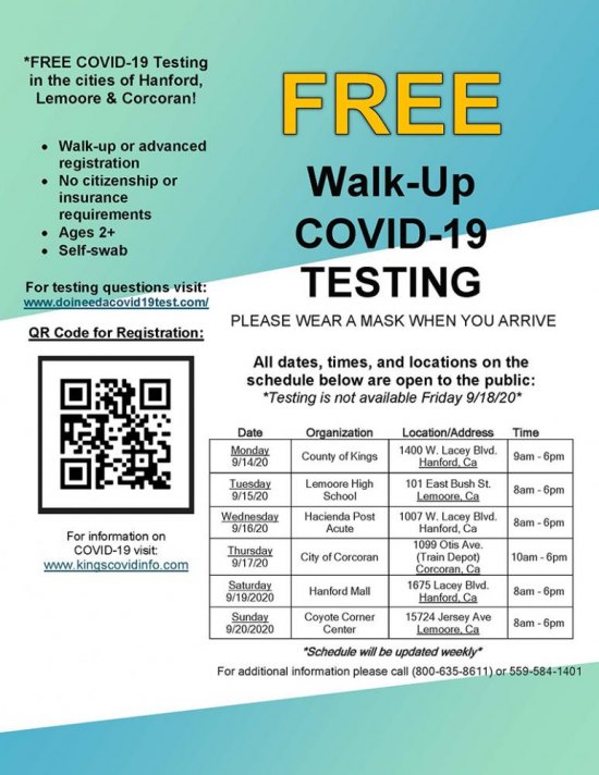 Kings County, partners with state agencies to offer free mobile COVID-19 testing
